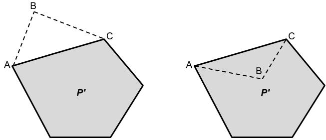 Figure 10, removing vertex B from the polygon.